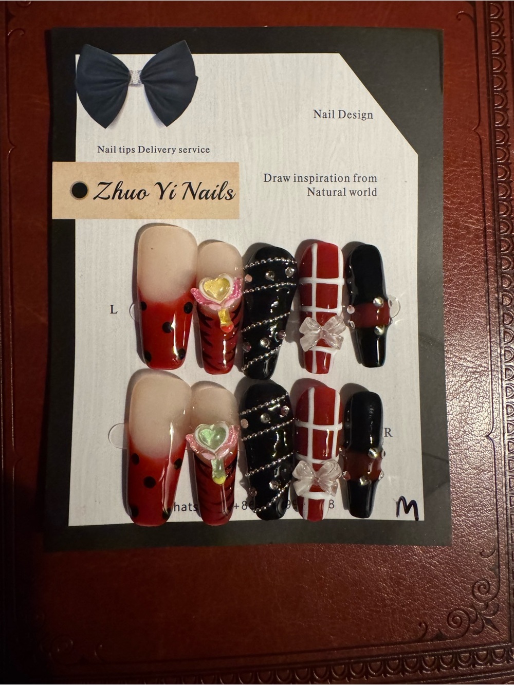 Red & Black Luxury Press-On Nail Set